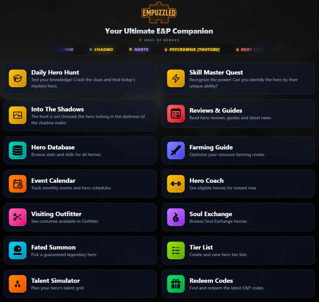 Empuzzled website overview